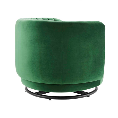 Modway Outlet Embrace Tufted Performance Velvet Swivel Chair by Modway  Living Room Furniture Black Emerald - EEI-4998-BLK-EME