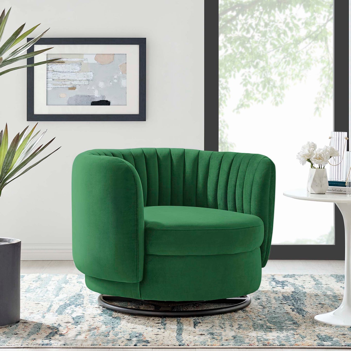 Modway Outlet Embrace Tufted Performance Velvet Swivel Chair by Modway  Living Room Furniture Black Emerald - EEI-4998-BLK-EME