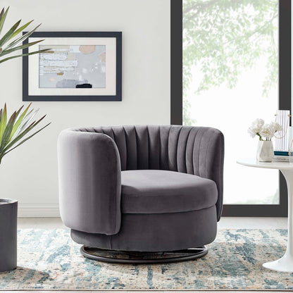 Modway Outlet Embrace Tufted Performance Velvet Swivel Chair by Modway  Living Room Furniture Black Gray - EEI-4998-BLK-GRY