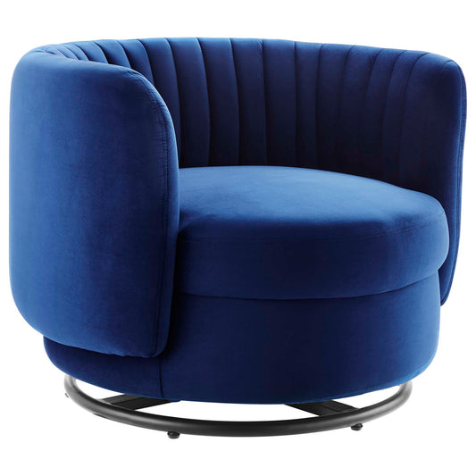 Modway Outlet Embrace Tufted Performance Velvet Swivel Chair by Modway  Living Room Furniture Black Navy - EEI-4998-BLK-NAV