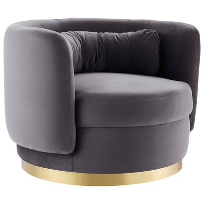Modway Outlet Relish Performance Velvet Swivel Chair by Modway  Living Room Furniture Gold Gray - EEI-4999-GLD-GRY