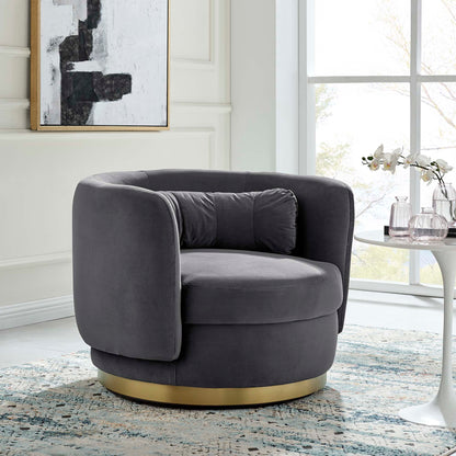 Modway Outlet Relish Performance Velvet Swivel Chair by Modway  Living Room Furniture Gold Gray - EEI-4999-GLD-GRY