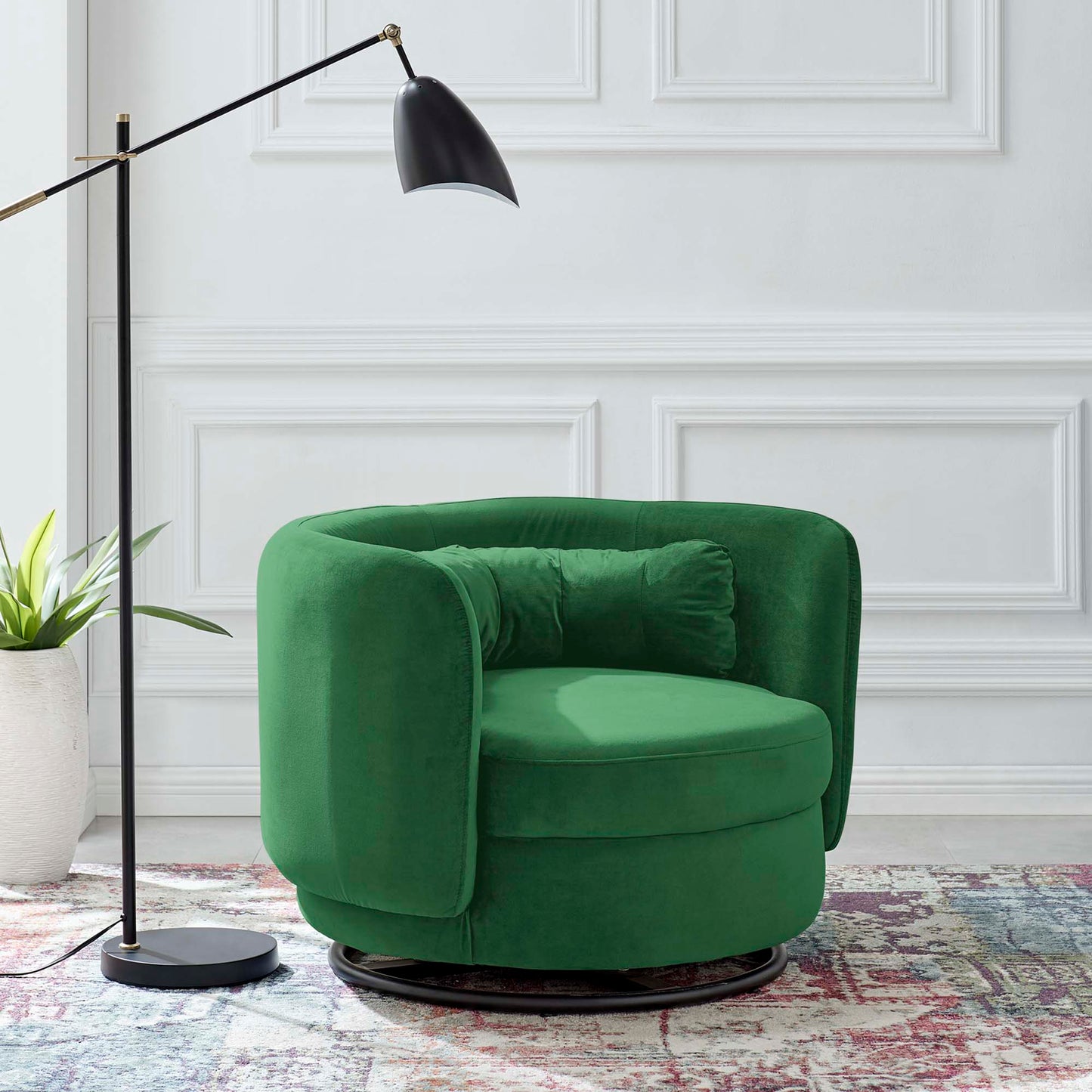 Modway Outlet Relish Performance Velvet Swivel Chair by Modway  Living Room Furniture Black Emerald - EEI-5001-BLK-EME