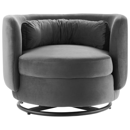 Modway Outlet Relish Performance Velvet Swivel Chair by Modway  Living Room Furniture Black Gray - EEI-5001-BLK-GRY