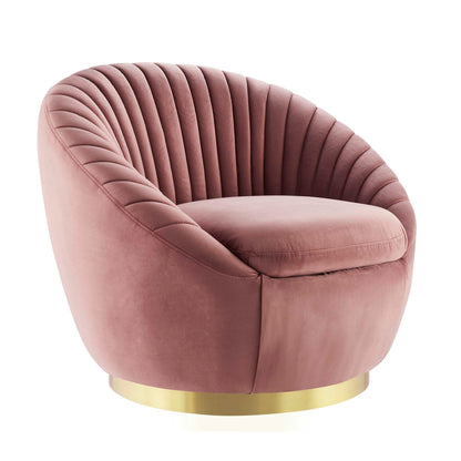Modway Outlet Whirr Tufted Performance Velvet Swivel Chair by Modway  Living Room Furniture Gold Dusty Rose - EEI-5002-GLD-DUS