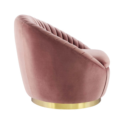 Modway Outlet Whirr Tufted Performance Velvet Swivel Chair by Modway  Living Room Furniture Gold Dusty Rose - EEI-5002-GLD-DUS