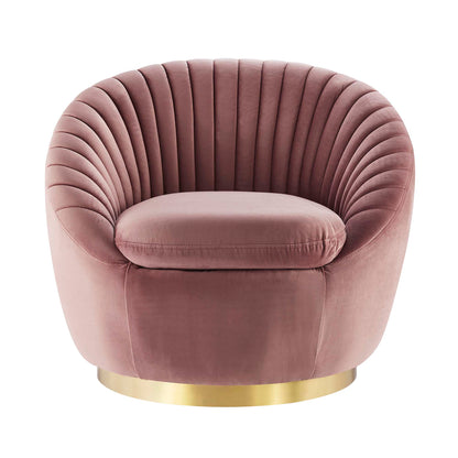 Modway Outlet Whirr Tufted Performance Velvet Swivel Chair by Modway  Living Room Furniture Gold Dusty Rose - EEI-5002-GLD-DUS