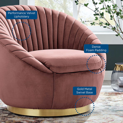 Modway Outlet Whirr Tufted Performance Velvet Swivel Chair by Modway  Living Room Furniture Gold Dusty Rose - EEI-5002-GLD-DUS