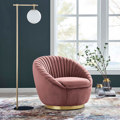 Modway Outlet Whirr Tufted Performance Velvet Swivel Chair by Modway  Living Room Furniture Gold Dusty Rose - EEI-5002-GLD-DUS