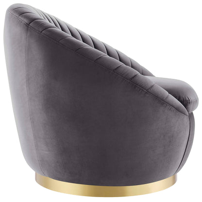 Modway Outlet Whirr Tufted Performance Velvet Swivel Chair by Modway  Living Room Furniture Gold Gray - EEI-5002-GLD-GRY
