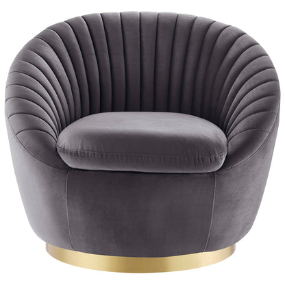 Modway Outlet Whirr Tufted Performance Velvet Swivel Chair by Modway  Living Room Furniture Gold Gray - EEI-5002-GLD-GRY