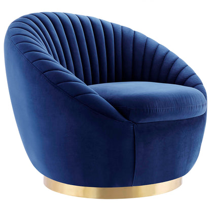 Modway Outlet Whirr Tufted Performance Velvet Swivel Chair by Modway  Living Room Furniture Gold Navy - EEI-5002-GLD-NAV