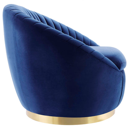 Modway Outlet Whirr Tufted Performance Velvet Swivel Chair by Modway  Living Room Furniture Gold Navy - EEI-5002-GLD-NAV