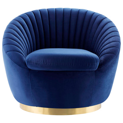 Modway Outlet Whirr Tufted Performance Velvet Swivel Chair by Modway  Living Room Furniture Gold Navy - EEI-5002-GLD-NAV