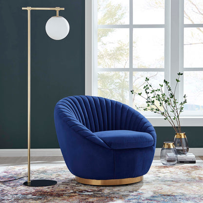 Modway Outlet Whirr Tufted Performance Velvet Swivel Chair by Modway  Living Room Furniture Gold Navy - EEI-5002-GLD-NAV