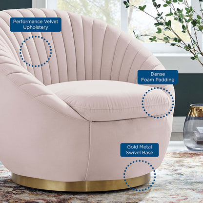 Modway Outlet Whirr Tufted Performance Velvet Swivel Chair by Modway  Living Room Furniture Gold Pink - EEI-5002-GLD-PNK