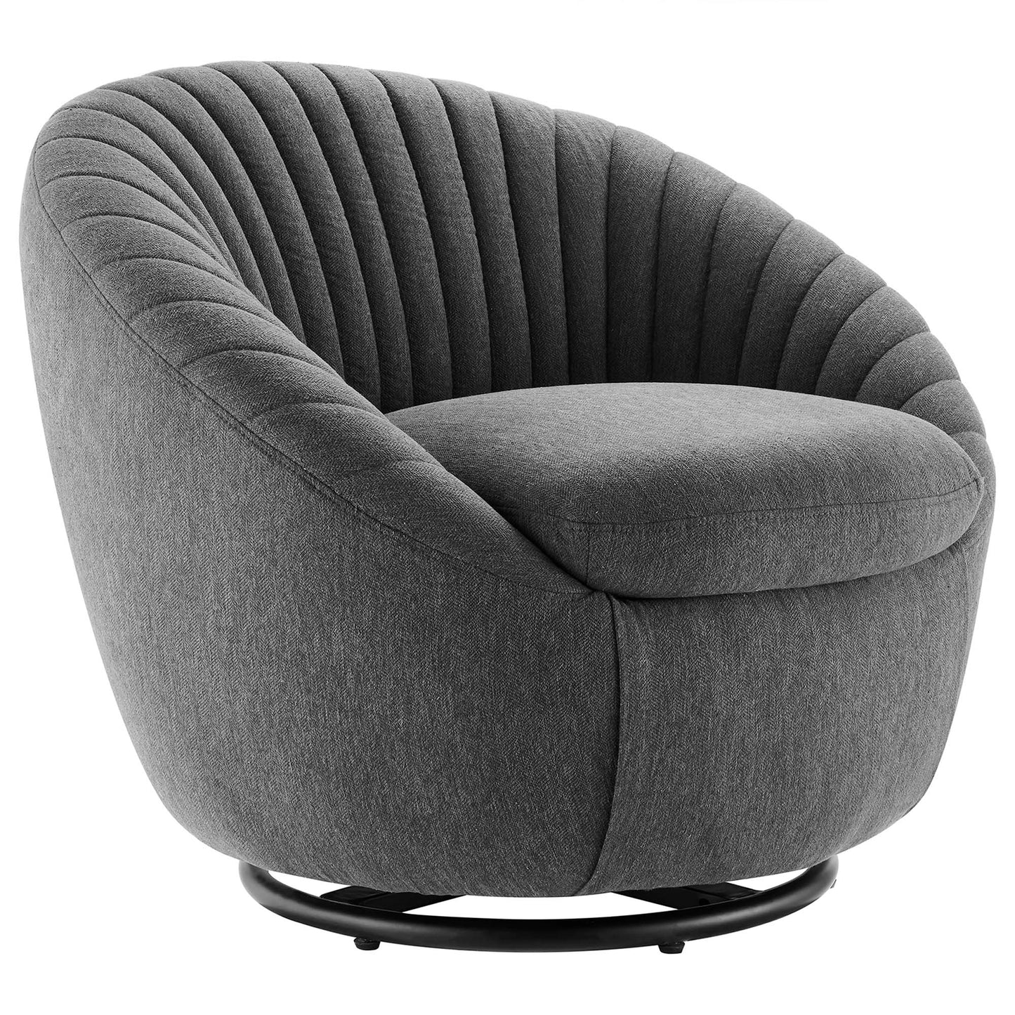 Modway Outlet Whirr Tufted Fabric Swivel Chair by Modway  Living Room Furniture Black Charcoal - EEI-5003-BLK-CHA