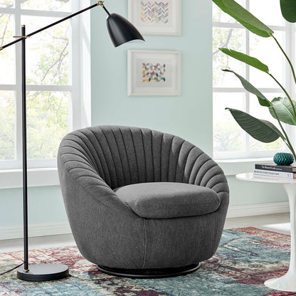 Modway Outlet Whirr Tufted Fabric Swivel Chair by Modway  Living Room Furniture Black Charcoal - EEI-5003-BLK-CHA