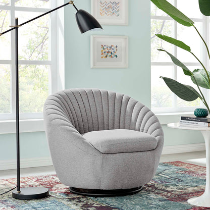 Modway Outlet Whirr Tufted Fabric Swivel Chair by Modway  Living Room Furniture Black Light Gray - EEI-5003-BLK-LGR