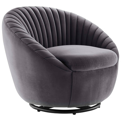 Modway Outlet Whirr Tufted Performance Velvet Swivel Chair by Modway  Living Room Furniture Black Gray - EEI-5004-BLK-GRY