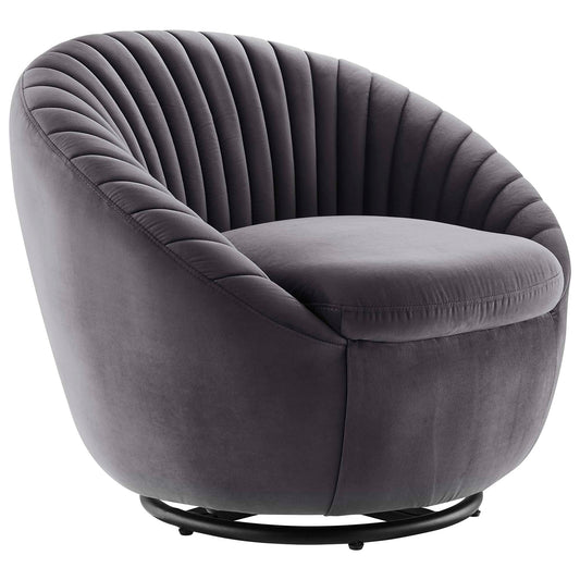 Modway Outlet Whirr Tufted Performance Velvet Swivel Chair by Modway  Living Room Furniture Black Gray - EEI-5004-BLK-GRY