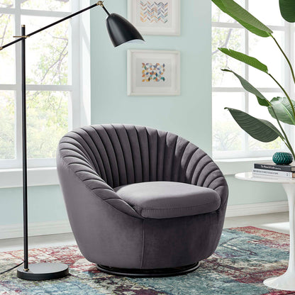 Modway Outlet Whirr Tufted Performance Velvet Swivel Chair by Modway  Living Room Furniture Black Gray - EEI-5004-BLK-GRY