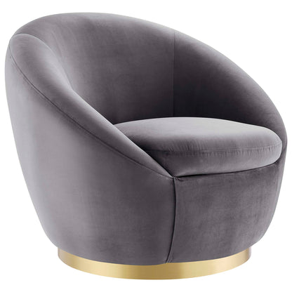 Modway Outlet Buttercup Performance Velvet Swivel Chair by Modway  Living Room Furniture Gold Gray - EEI-5005-GLD-GRY