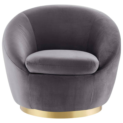Modway Outlet Buttercup Performance Velvet Swivel Chair by Modway  Living Room Furniture Gold Gray - EEI-5005-GLD-GRY