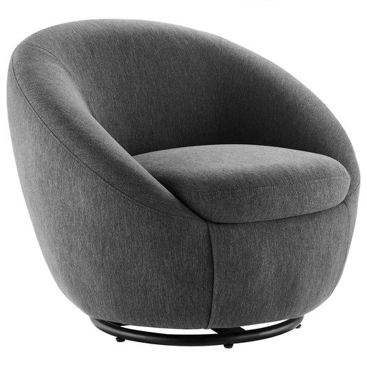 Modway Outlet Buttercup Upholstered Fabric Swivel Chair by Modway  Living Room Furniture Black Charcoal - EEI-5006-BLK-CHA