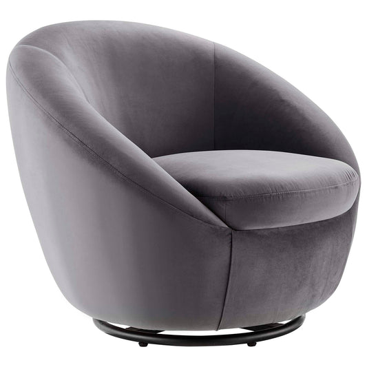 Modway Outlet Buttercup Performance Velvet Swivel Chair by Modway  Living Room Furniture Black Gray - EEI-5007-BLK-GRY
