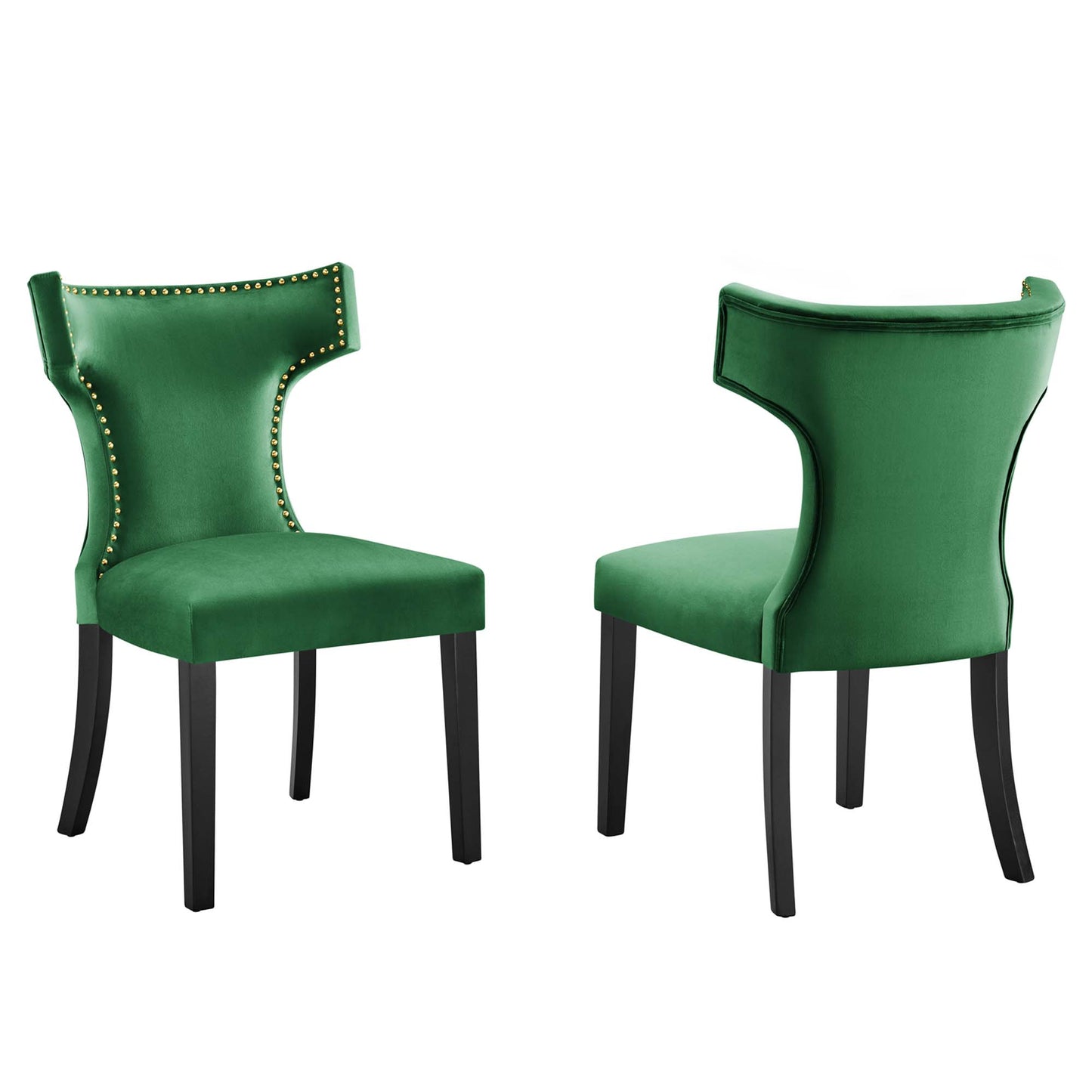 Modway Outlet Curve Performance Velvet Dining Chairs Set of 2 by Modway  Bar and Dining Furniture Emerald - EEI-5008-EME