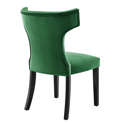 Modway Outlet Curve Performance Velvet Dining Chairs Set of 2 by Modway  Bar and Dining Furniture Emerald - EEI-5008-EME