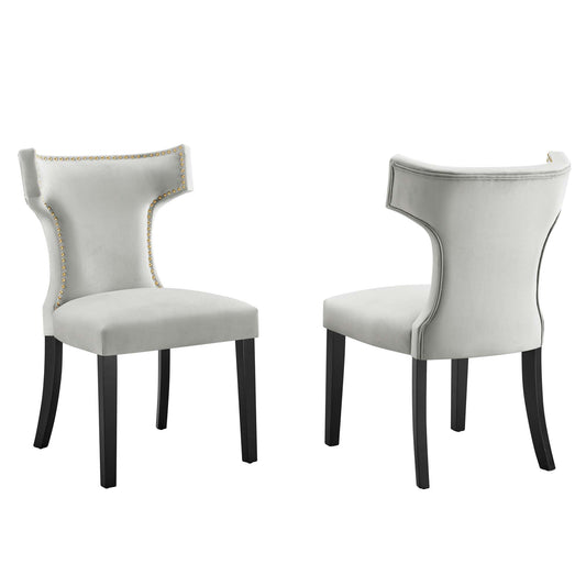 Modway Outlet Curve Performance Velvet Dining Chairs Set of 2 by Modway  Bar and Dining Furniture Light Gray - EEI-5008-LGR
