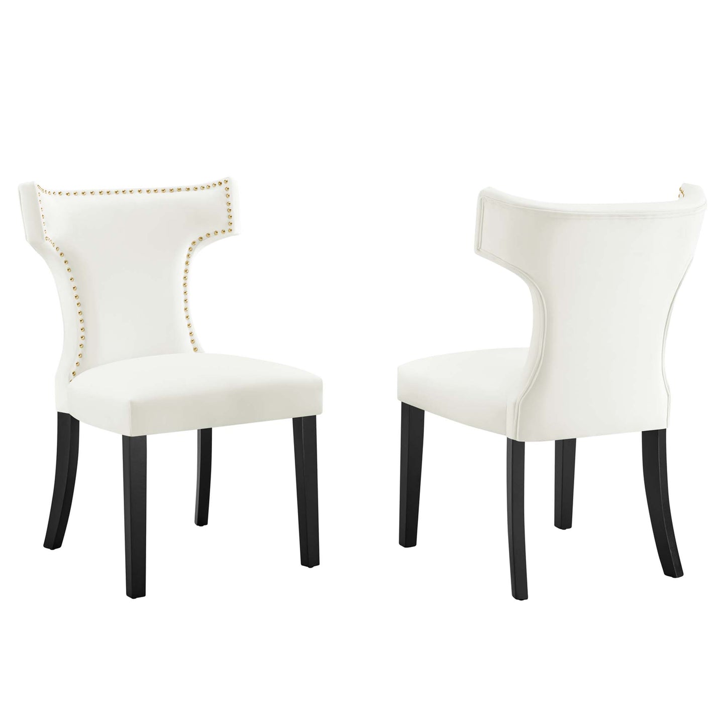 Modway Outlet Curve Performance Velvet Dining Chairs Set of 2 by Modway  Bar and Dining Furniture White - EEI-5008-WHI