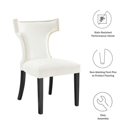 Modway Outlet Curve Performance Velvet Dining Chairs Set of 2 by Modway  Bar and Dining Furniture White - EEI-5008-WHI
