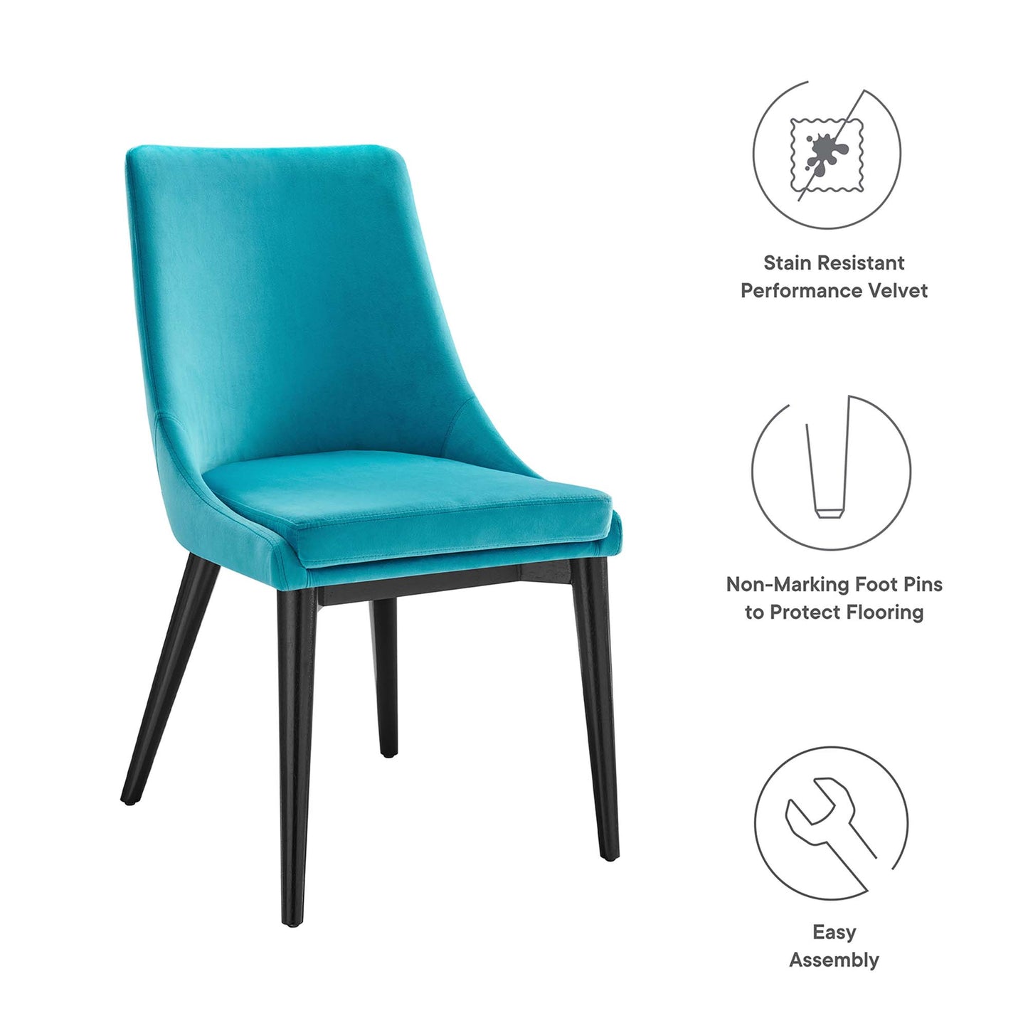 Modway Outlet Viscount Performance Velvet Dining Chair by Modway  Bar and Dining Furniture Blue - EEI-5009-BLU