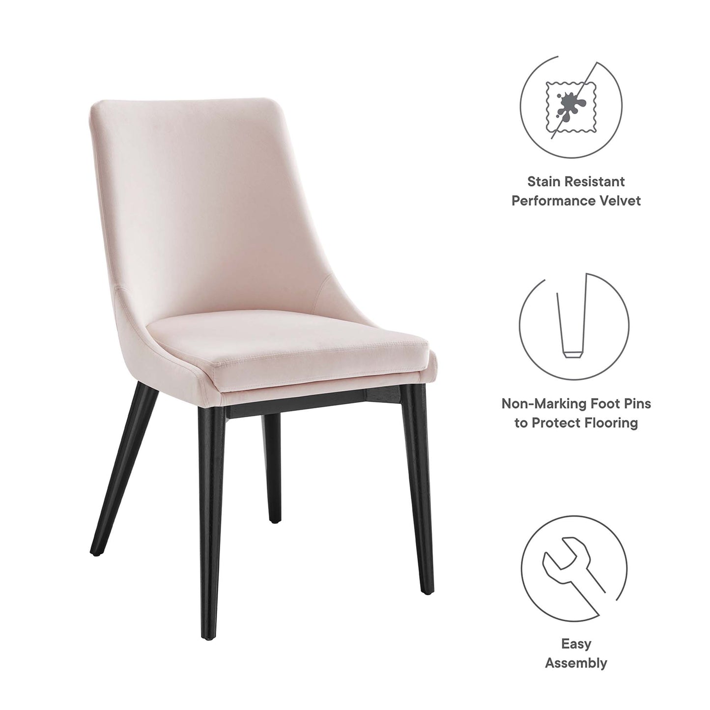 Modway Outlet Viscount Performance Velvet Dining Chair by Modway  Bar and Dining Furniture Pink - EEI-5009-PNK