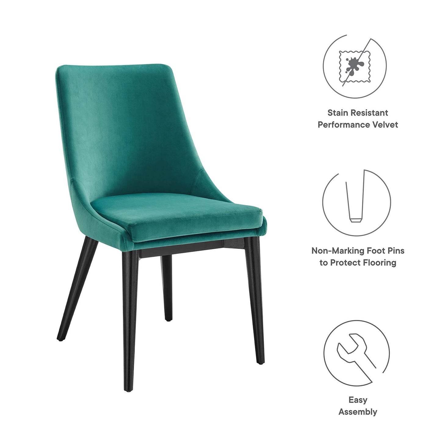 Modway Outlet Viscount Performance Velvet Dining Chair by Modway  Bar and Dining Furniture Teal - EEI-5009-TEA