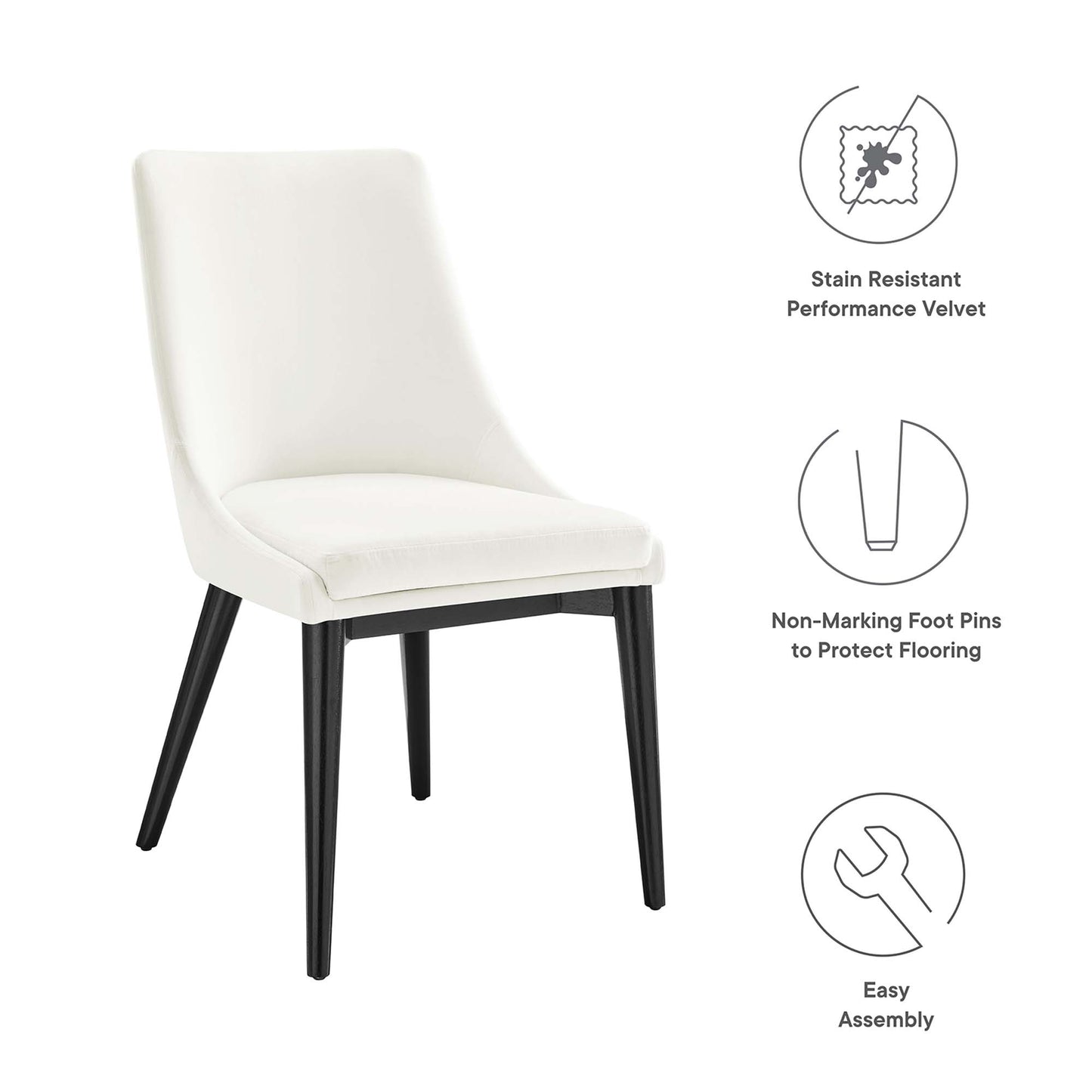 Modway Outlet Viscount Performance Velvet Dining Chair by Modway  Bar and Dining Furniture White - EEI-5009-WHI