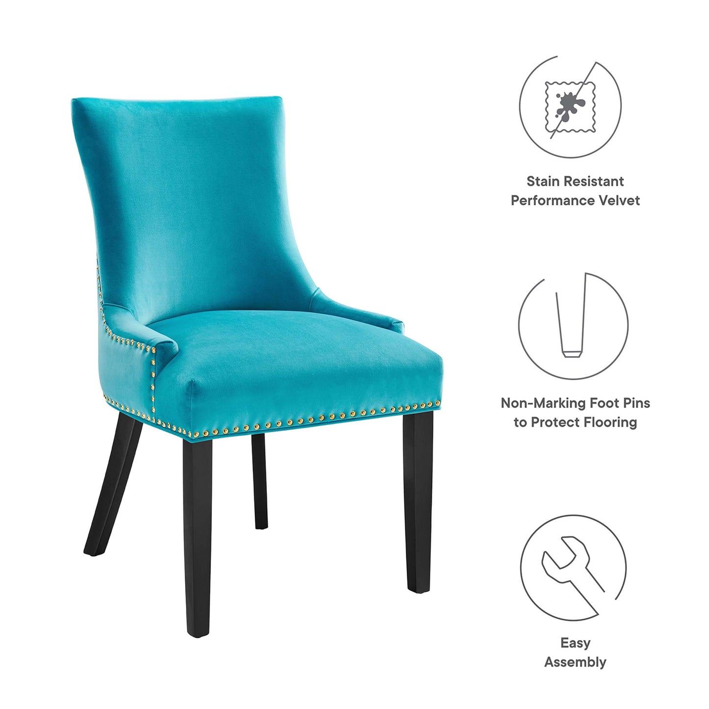 Modway Outlet Marquis Performance Velvet Dining Chairs Set of 2 by Modway  Bar and Dining Furniture Blue - EEI-5010-BLU