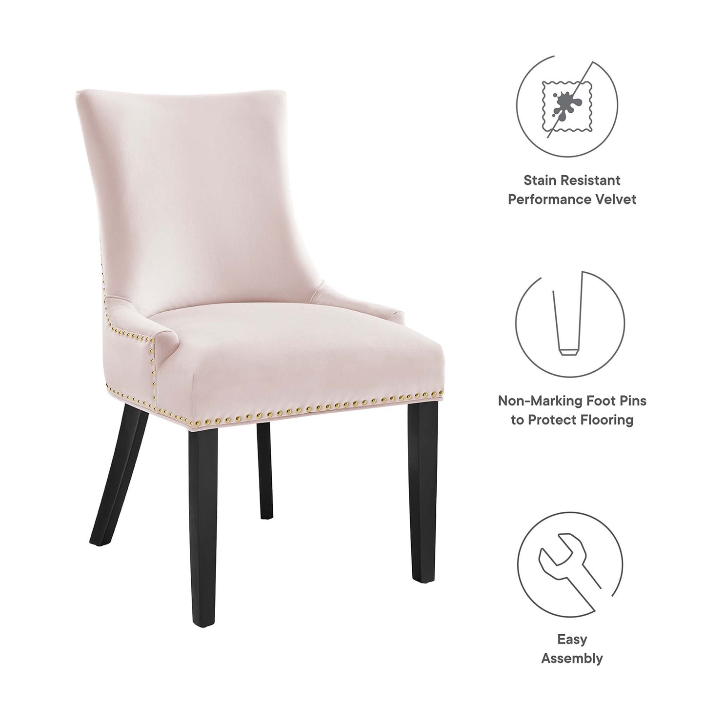 Modway Outlet Marquis Performance Velvet Dining Chairs Set of 2 by Modway  Bar and Dining Furniture Pink - EEI-5010-PNK