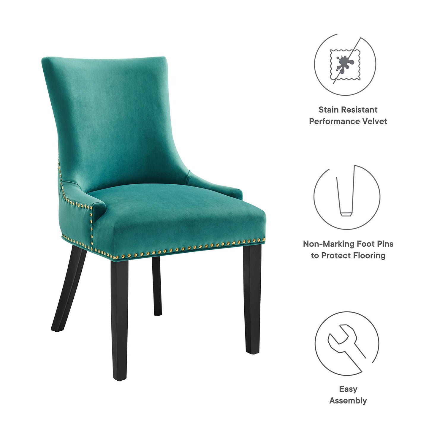 Modway Outlet Marquis Performance Velvet Dining Chairs Set of 2 by Modway  Bar and Dining Furniture Teal - EEI-5010-TEA