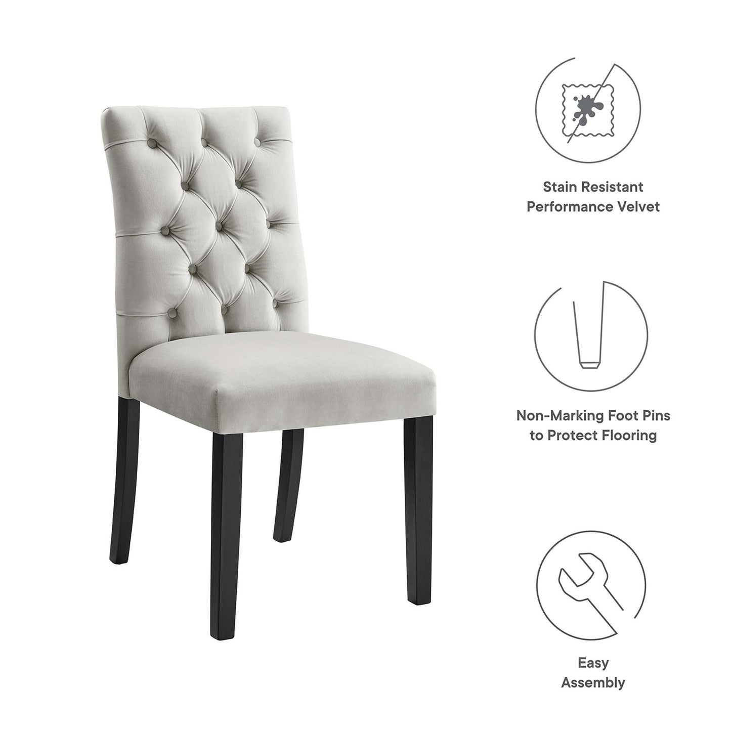 Modway Outlet Duchess Performance Velvet Dining Chairs Set of 2 by Modway  Bar and Dining Furniture Light Gray - EEI-5011-LGR