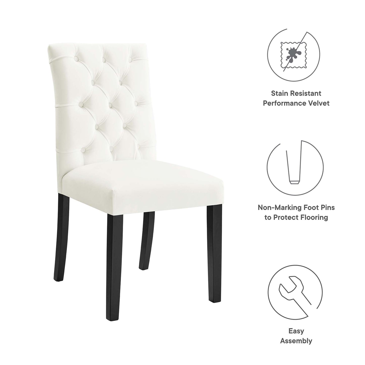 Modway Outlet Duchess Performance Velvet Dining Chairs Set of 2 by Modway  Bar and Dining Furniture White - EEI-5011-WHI