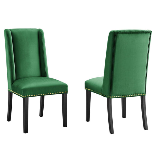 Modway Outlet Baron Performance Velvet Dining Chairs Set of 2 by Modway  Bar and Dining Furniture Emerald - EEI-5012-EME