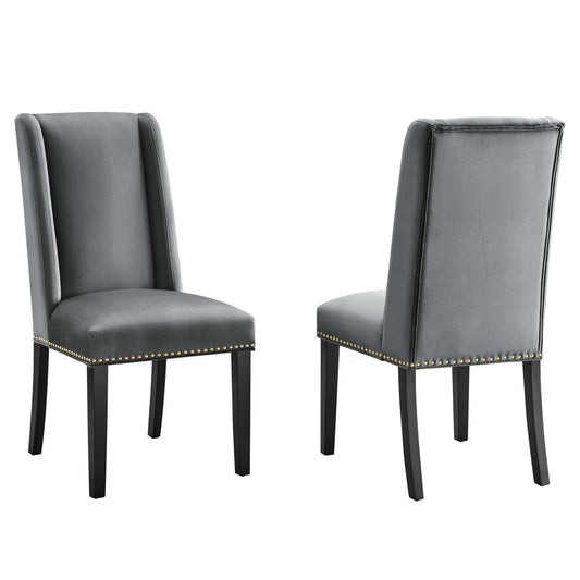 Modway Outlet Baron Performance Velvet Dining Chairs Set of 2 by Modway  Bar and Dining Furniture Gray - EEI-5012-GRY