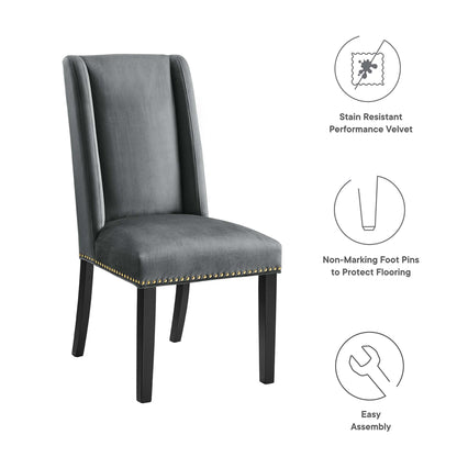 Modway Outlet Baron Performance Velvet Dining Chairs Set of 2 by Modway  Bar and Dining Furniture Gray - EEI-5012-GRY