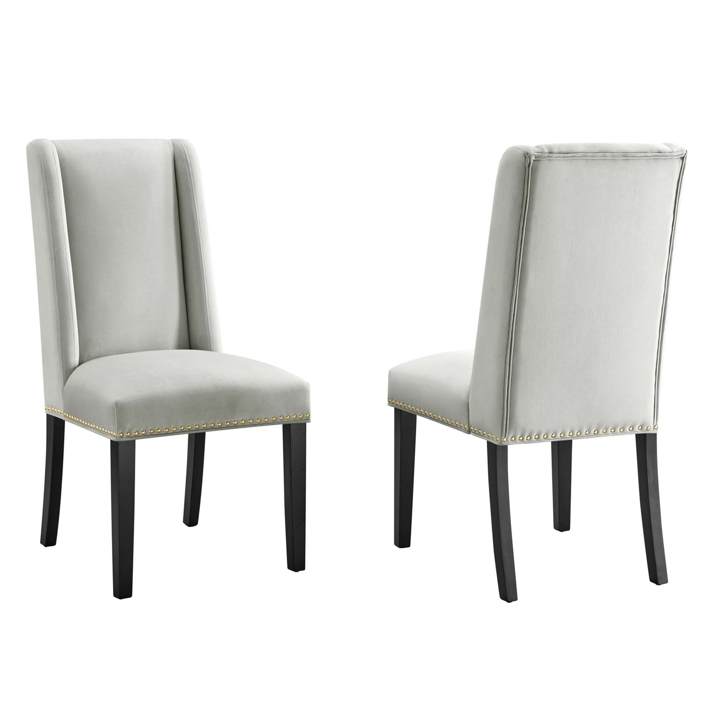 Modway Outlet Baron Performance Velvet Dining Chairs Set of 2 by Modway  Bar and Dining Furniture Light Gray - EEI-5012-LGR