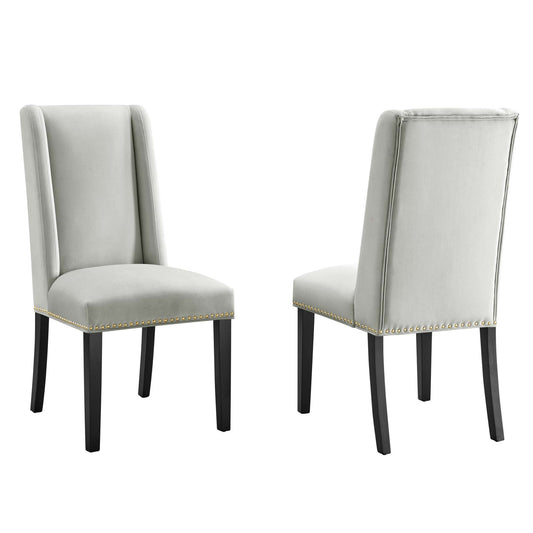 Modway Outlet Baron Performance Velvet Dining Chairs Set of 2 by Modway  Bar and Dining Furniture Light Gray - EEI-5012-LGR