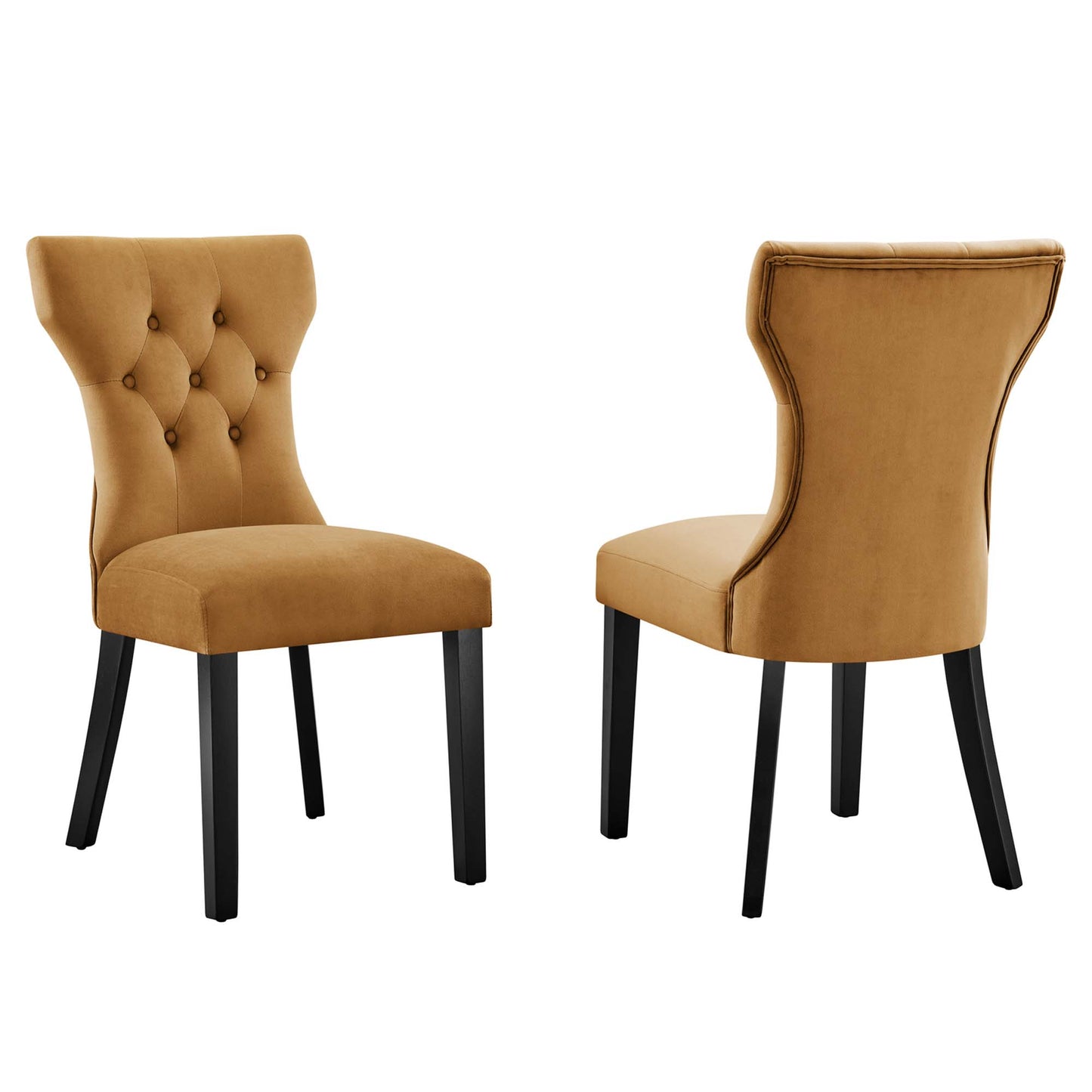 Modway Outlet Silhouette Performance Velvet Dining Chairs Set of 2 by Modway  Bar and Dining Furniture Cognac - EEI-5014-COG